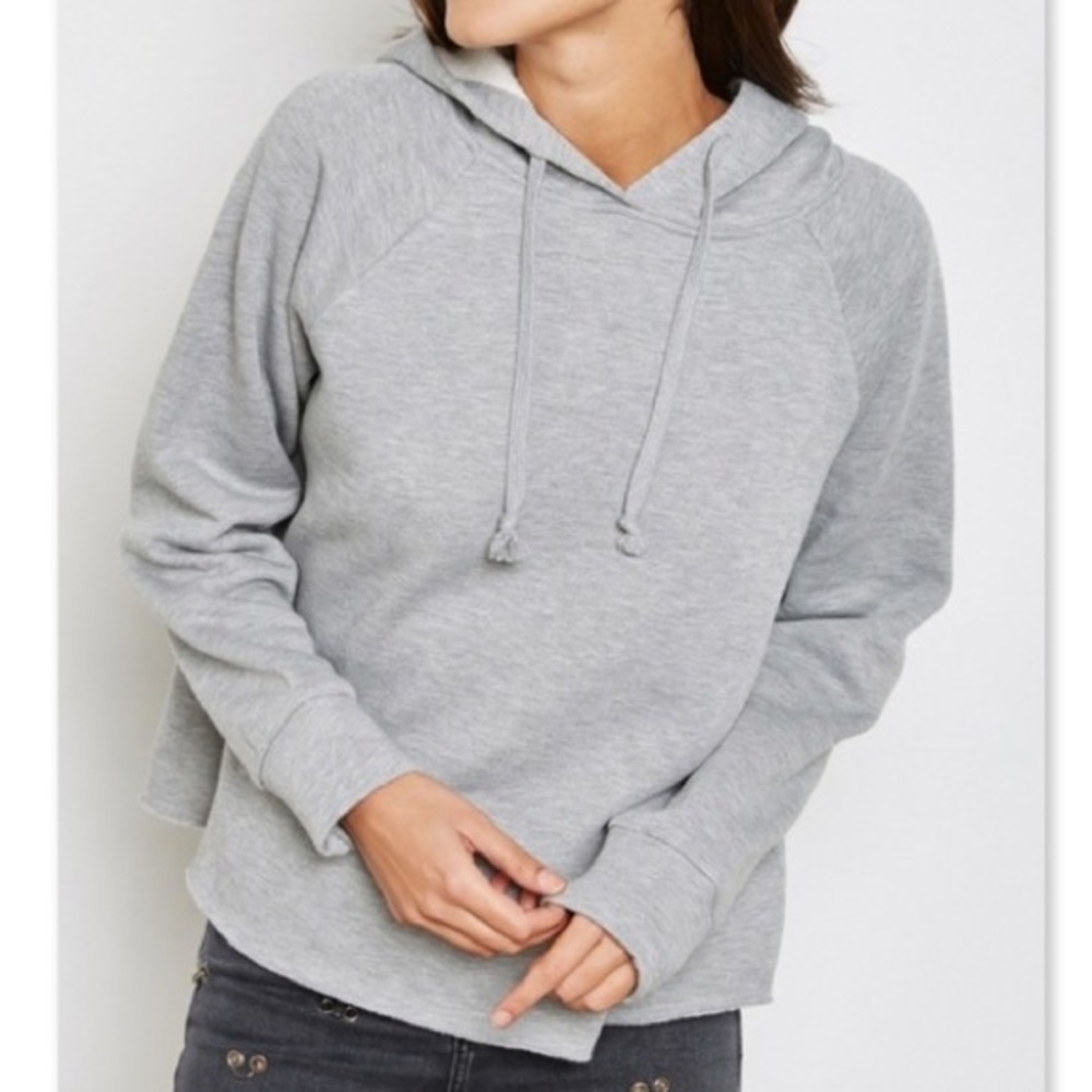 Topshop Grey Raw Hem Hoodie | Size 8